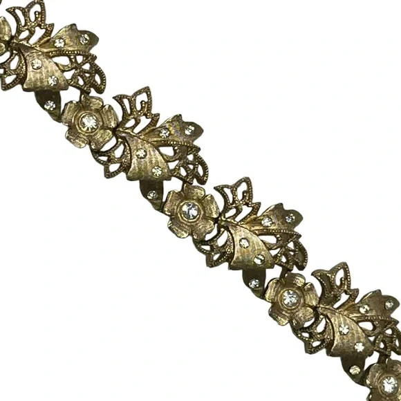 Vintage Signed Kramer Choker Necklace AB Rhinestones Gold Tone 12-16” Adjustable - Picture 13 of 15